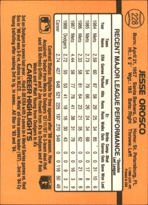 A9832- 1989 Donruss Baseball Cards 1-250 +Rookies -You Pick- 15+ FREE US SHIP - Picture 453 of 497