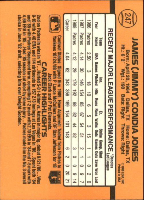 A9832- 1989 Donruss Baseball Cards 1-250 +Rookies -You Pick- 15+ FREE US SHIP - Picture 491 of 497