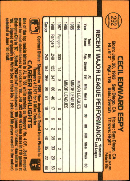 A9832- 1989 Donruss Baseball #'s 251-500 +Rookies -You Pick- 15+ FREE US SHIP - Picture 85 of 501
