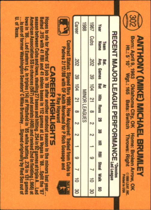A9832- 1989 Donruss Baseball #'s 251-500 +Rookies -You Pick- 15+ FREE US SHIP - Picture 105 of 501