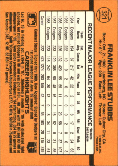 A9832- 1989 Donruss Baseball #'s 251-500 +Rookies -You Pick- 15+ FREE US SHIP - Picture 143 of 501