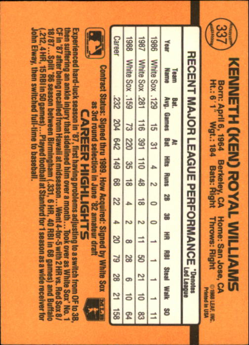 A9832- 1989 Donruss Baseball #'s 251-500 +Rookies -You Pick- 15+ FREE US SHIP - Picture 175 of 501