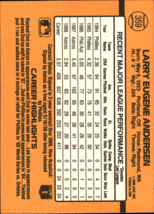 A9832- 1989 Donruss Baseball #'s 251-500 +Rookies -You Pick- 15+ FREE US SHIP - Picture 219 of 501