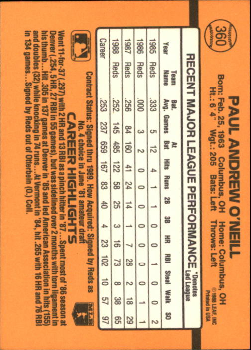 A9832- 1989 Donruss Baseball #'s 251-500 +Rookies -You Pick- 15+ FREE US SHIP - Picture 221 of 501