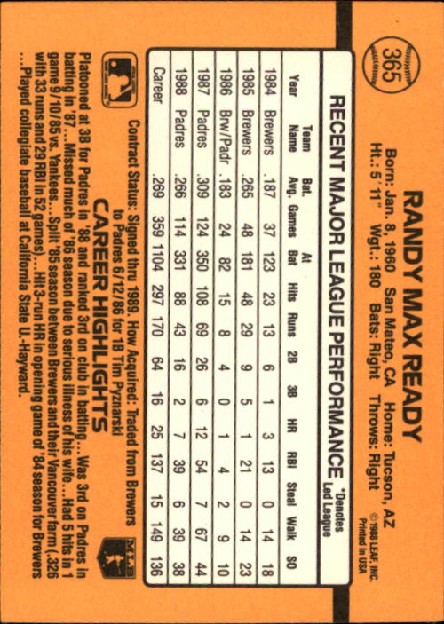 A9832- 1989 Donruss Baseball #'s 251-500 +Rookies -You Pick- 15+ FREE US SHIP - Picture 231 of 501