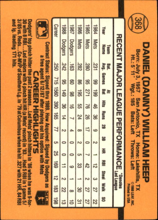 A9832- 1989 Donruss Baseball #'s 251-500 +Rookies -You Pick- 15+ FREE US SHIP - Picture 237 of 501