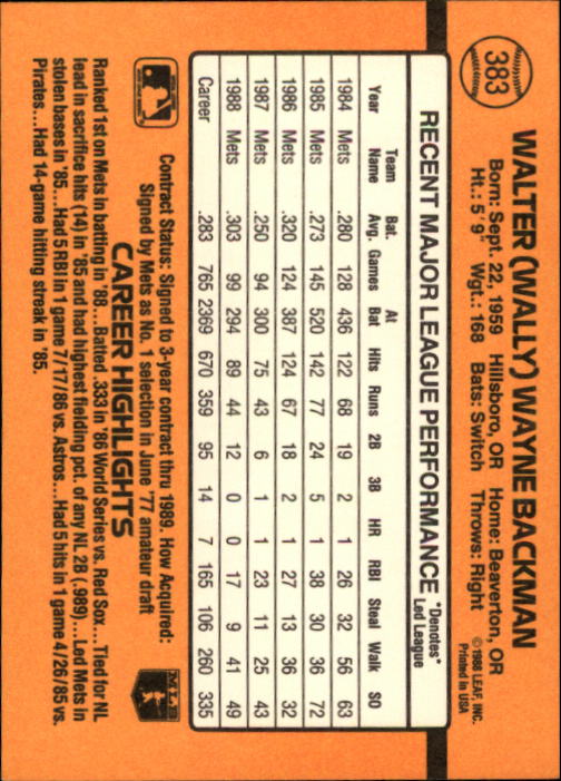 A9832- 1989 Donruss Baseball #'s 251-500 +Rookies -You Pick- 15+ FREE US SHIP - Picture 267 of 501