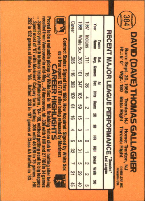 A9832- 1989 Donruss Baseball #'s 251-500 +Rookies -You Pick- 15+ FREE US SHIP - Picture 269 of 501