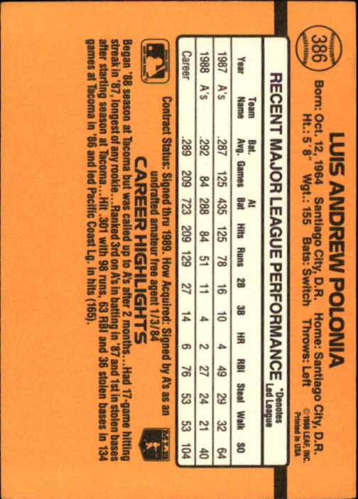 A9832- 1989 Donruss Baseball #'s 251-500 +Rookies -You Pick- 15+ FREE US SHIP - Picture 273 of 501