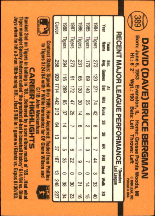 A9832- 1989 Donruss Baseball #'s 251-500 +Rookies -You Pick- 15+ FREE US SHIP - Picture 279 of 501
