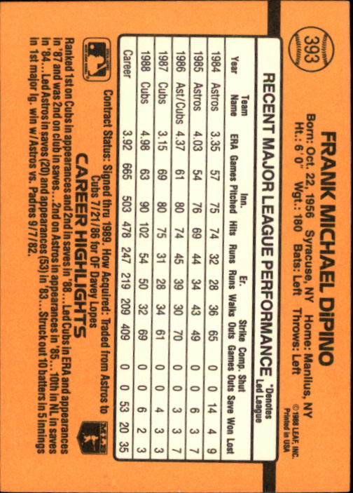 A9832- 1989 Donruss Baseball #'s 251-500 +Rookies -You Pick- 15+ FREE US SHIP - Picture 287 of 501