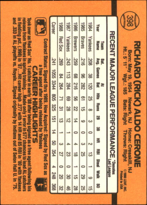 A9832- 1989 Donruss Baseball #'s 251-500 +Rookies -You Pick- 15+ FREE US SHIP - Picture 297 of 501