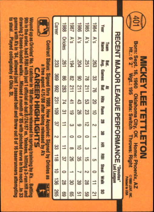 A9832- 1989 Donruss Baseball #'s 251-500 +Rookies -You Pick- 15+ FREE US SHIP - Picture 303 of 501