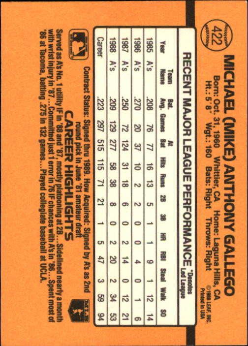 A9832- 1989 Donruss Baseball #'s 251-500 +Rookies -You Pick- 15+ FREE US SHIP - Picture 345 of 501