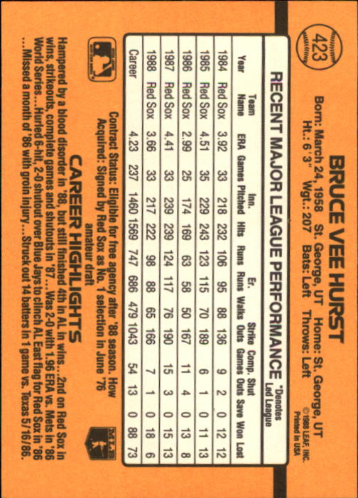 A9832- 1989 Donruss Baseball #'s 251-500 +Rookies -You Pick- 15+ FREE US SHIP - Picture 347 of 501
