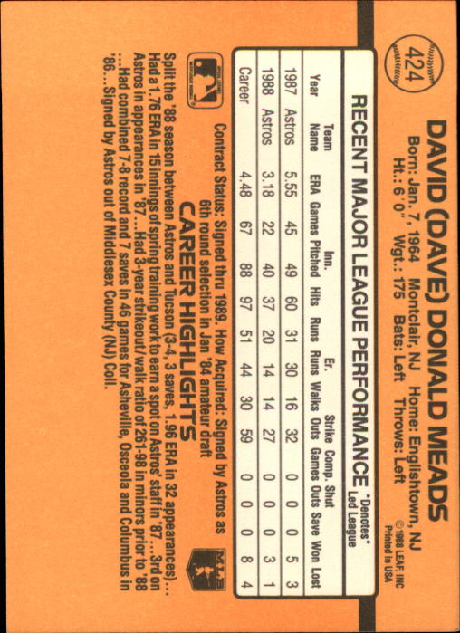 A9832- 1989 Donruss Baseball #'s 251-500 +Rookies -You Pick- 15+ FREE US SHIP - Picture 349 of 501
