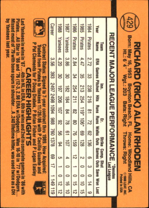 A9832- 1989 Donruss Baseball #'s 251-500 +Rookies -You Pick- 15+ FREE US SHIP - Picture 359 of 501