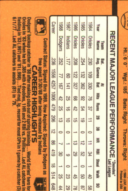 A9832- 1989 Donruss Baseball #'s 251-500 +Rookies -You Pick- 15+ FREE US SHIP - Picture 365 of 501