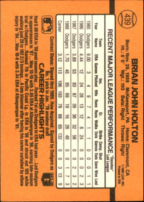A9832- 1989 Donruss Baseball #'s 251-500 +Rookies -You Pick- 15+ FREE US SHIP - Picture 379 of 501