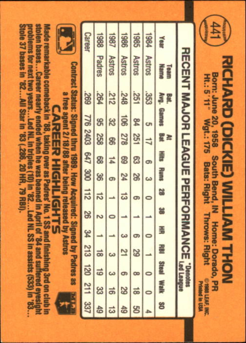 A9832- 1989 Donruss Baseball #'s 251-500 +Rookies -You Pick- 15+ FREE US SHIP - Picture 383 of 501