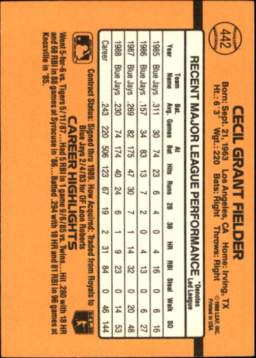 A9832- 1989 Donruss Baseball #'s 251-500 +Rookies -You Pick- 15+ FREE US SHIP - Picture 385 of 501
