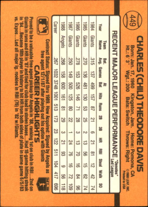 A9832- 1989 Donruss Baseball #'s 251-500 +Rookies -You Pick- 15+ FREE US SHIP - Picture 399 of 501