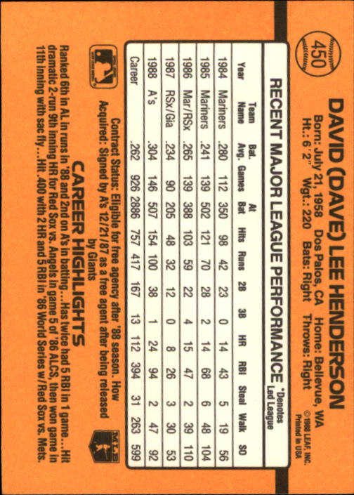 A9832- 1989 Donruss Baseball #'s 251-500 +Rookies -You Pick- 15+ FREE US SHIP - Picture 401 of 501