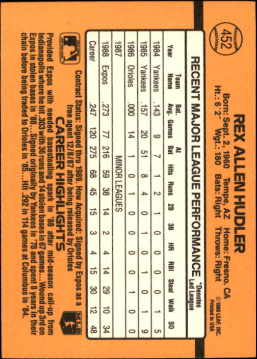 A9832- 1989 Donruss Baseball #'s 251-500 +Rookies -You Pick- 15+ FREE US SHIP - Picture 405 of 501