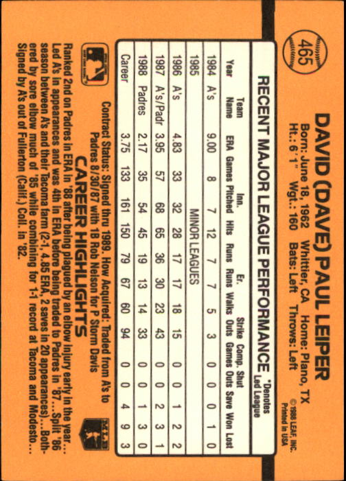 A9832- 1989 Donruss Baseball #'s 251-500 +Rookies -You Pick- 15+ FREE US SHIP - Picture 431 of 501