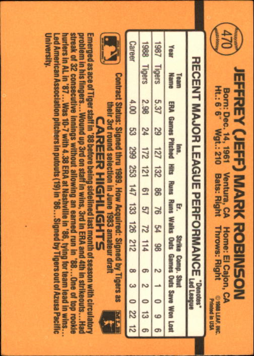 A9832- 1989 Donruss Baseball #'s 251-500 +Rookies -You Pick- 15+ FREE US SHIP - Picture 441 of 501