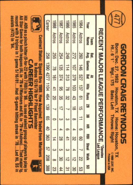 A9832- 1989 Donruss Baseball #'s 251-500 +Rookies -You Pick- 15+ FREE US SHIP - Picture 455 of 501