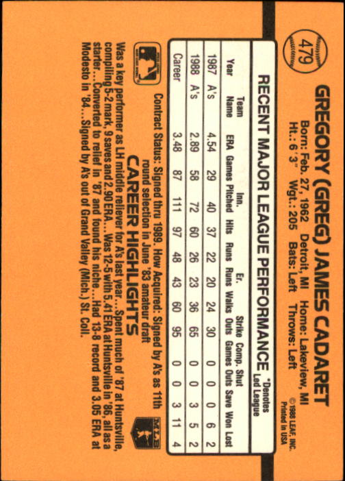 A9832- 1989 Donruss Baseball #'s 251-500 +Rookies -You Pick- 15+ FREE US SHIP - Picture 459 of 501