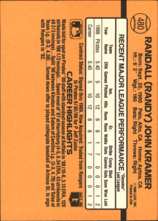 A9832- 1989 Donruss Baseball #'s 251-500 +Rookies -You Pick- 15+ FREE US SHIP - Picture 461 of 501
