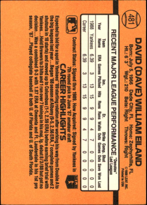 A9832- 1989 Donruss Baseball #'s 251-500 +Rookies -You Pick- 15+ FREE US SHIP - Picture 463 of 501