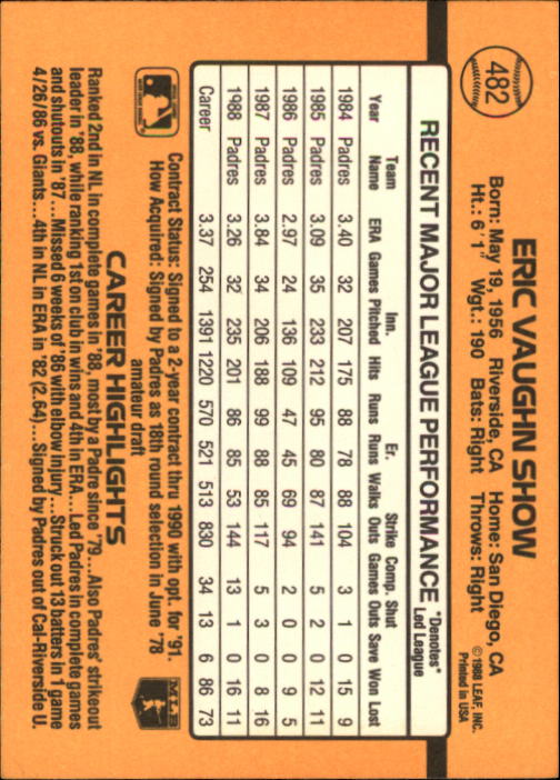 A9832- 1989 Donruss Baseball #'s 251-500 +Rookies -You Pick- 15+ FREE US SHIP - Picture 465 of 501