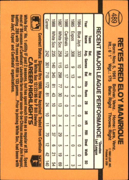 A9832- 1989 Donruss Baseball #'s 251-500 +Rookies -You Pick- 15+ FREE US SHIP - Picture 479 of 501