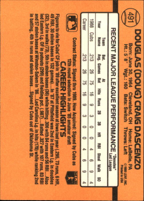 A9832- 1989 Donruss Baseball #'s 251-500 +Rookies -You Pick- 15+ FREE US SHIP - Picture 483 of 501