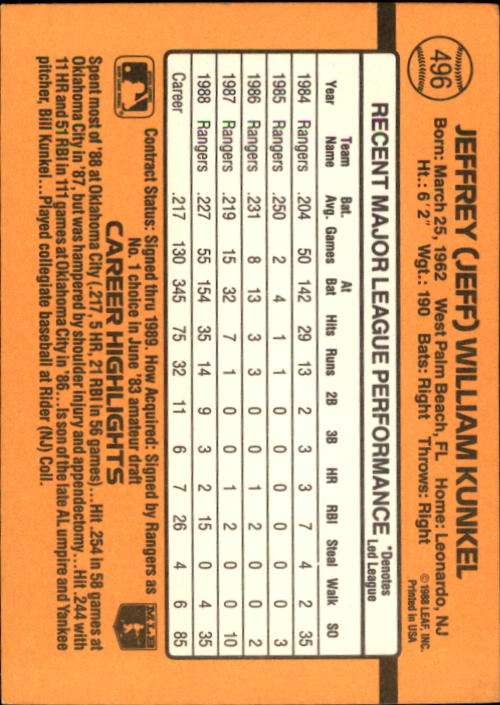 A9832- 1989 Donruss Baseball #'s 251-500 +Rookies -You Pick- 15+ FREE US SHIP - Picture 493 of 501