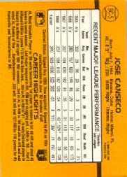 1989 Donruss Bonus MVP's #BC5 Jose Canseco back image
