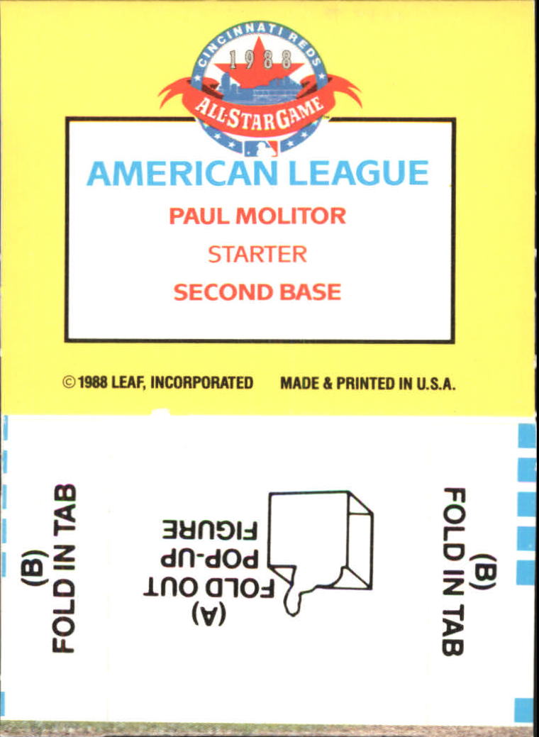 1989 Donruss Pop-Ups #3 Paul Molitor back image