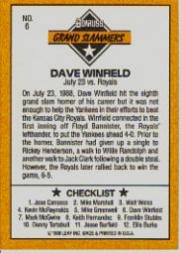 1989 Donruss Grand Slammers #6 Dave Winfield back image