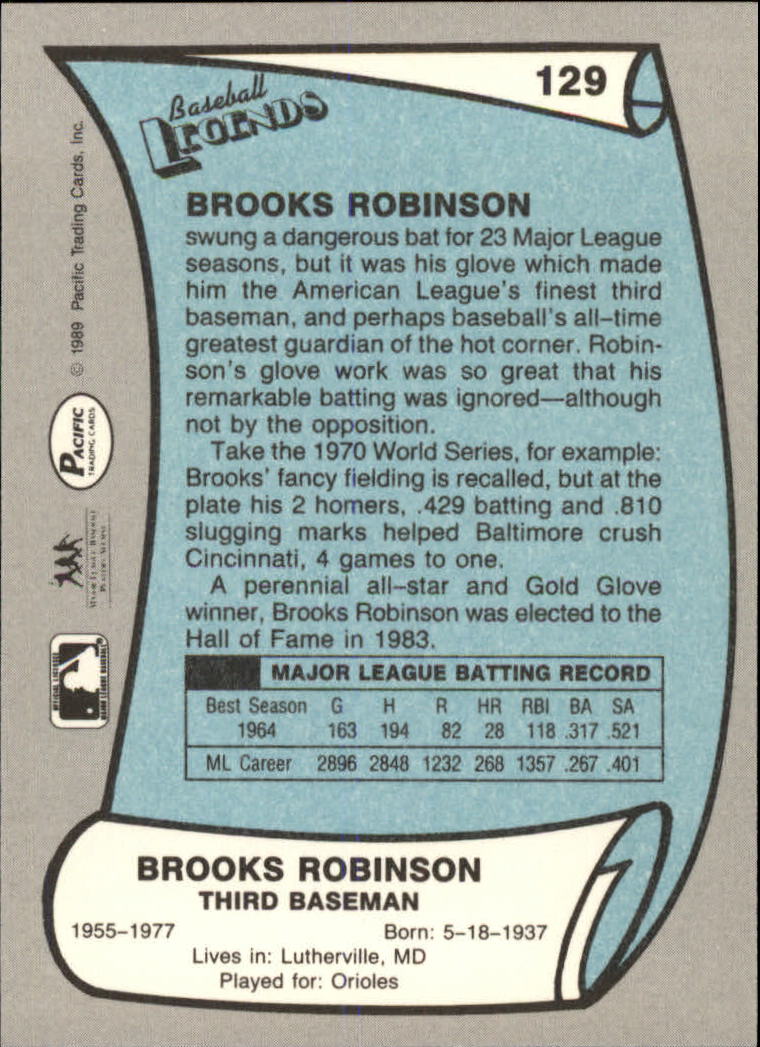 1989 Pacific Legends II #129 Brooks Robinson back image
