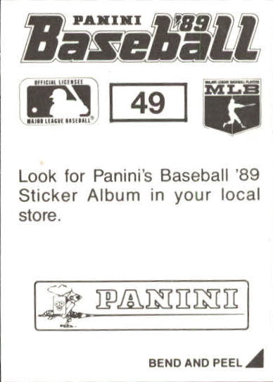 1989 Panini Stickers #49 Greg Maddux back image