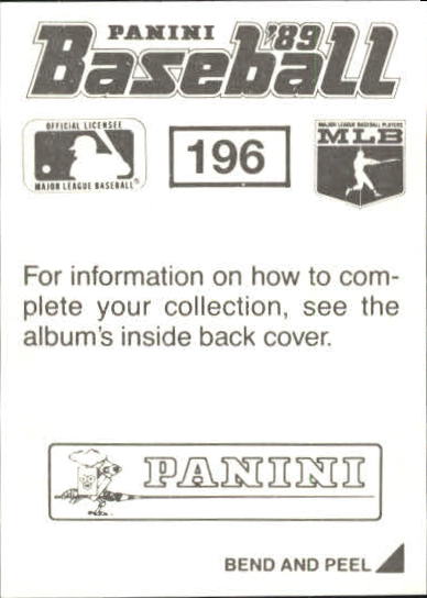 1989 Panini Stickers #196 Eric Show back image