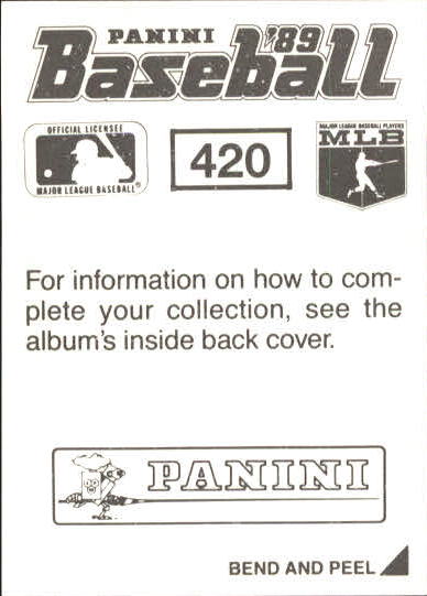 1989 Panini Stickers #420 Mark McGwire back image