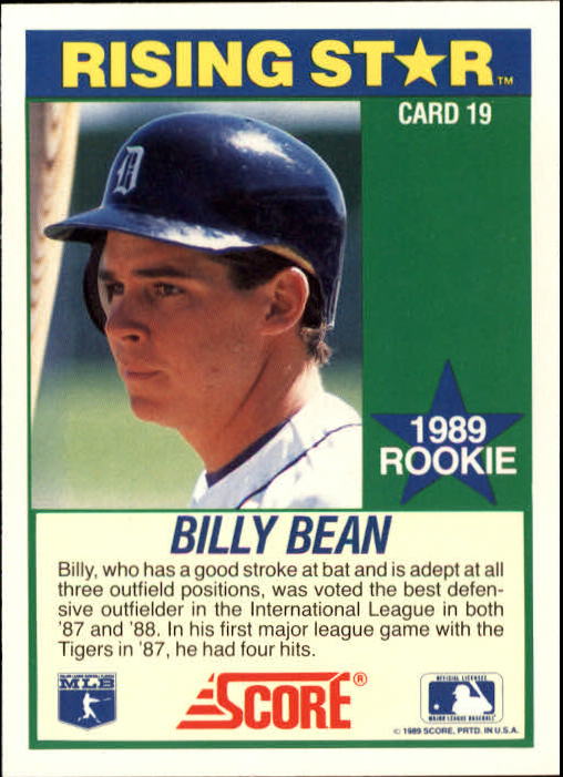 1989 Score Hottest 100 Rookies #19 Billy Bean - NM-MT