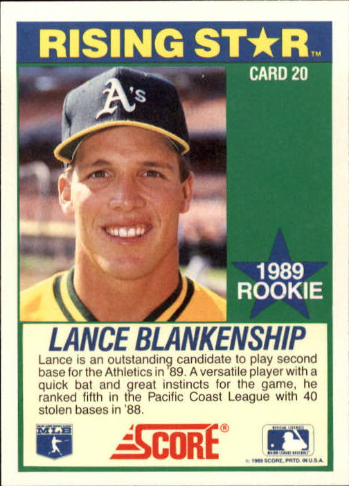 1989 Score Hottest 100 Rookies #20 Lance Blankenship back image