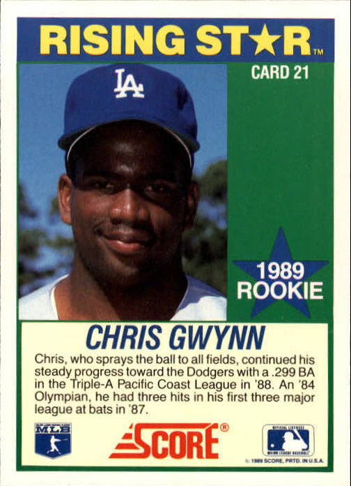 1989 Score Hottest 100 Rookies #21 Chris Gwynn back image