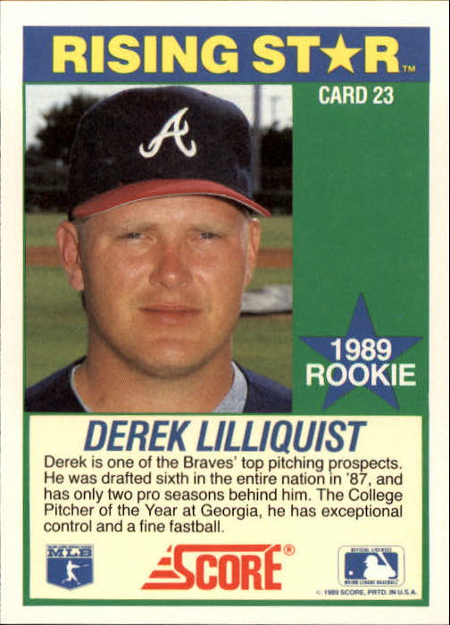 1989 Score Hottest 100 Rookies #23 Derek Lilliquist back image