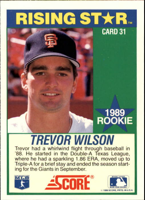 1989 Score Hottest 100 Rookies #31 Trevor Wilson back image